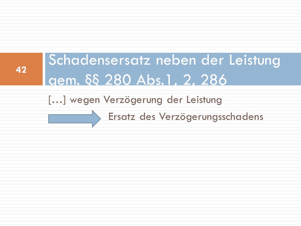 Schadensersatz neben der Leistung gem. §§ 280 Abs.1, 2, 286
