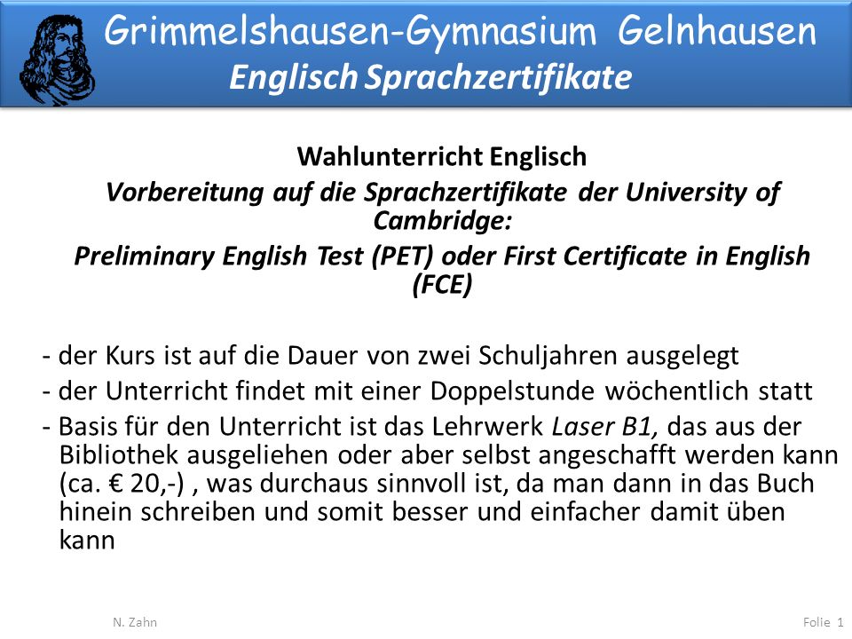 Grimmelshausen-Gymnasium Gelnhausen Englisch Sprachzertifikate