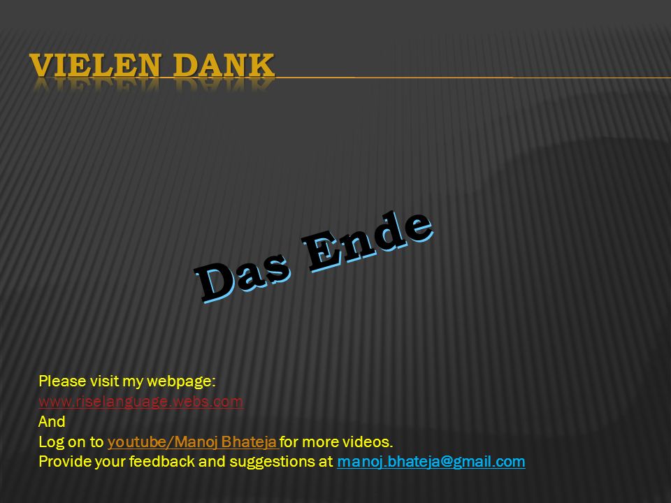 Das Ende Vielen Dank Please visit my webpage: