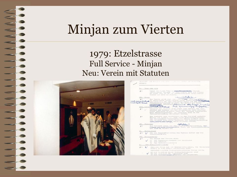 1979: Etzelstrasse Full Service - Minjan Neu: Verein mit Statuten