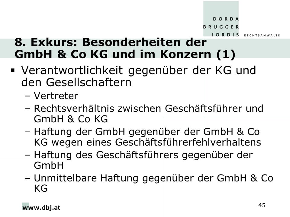 8. Exkurs: Besonderheiten der GmbH & Co KG und im Konzern (1)