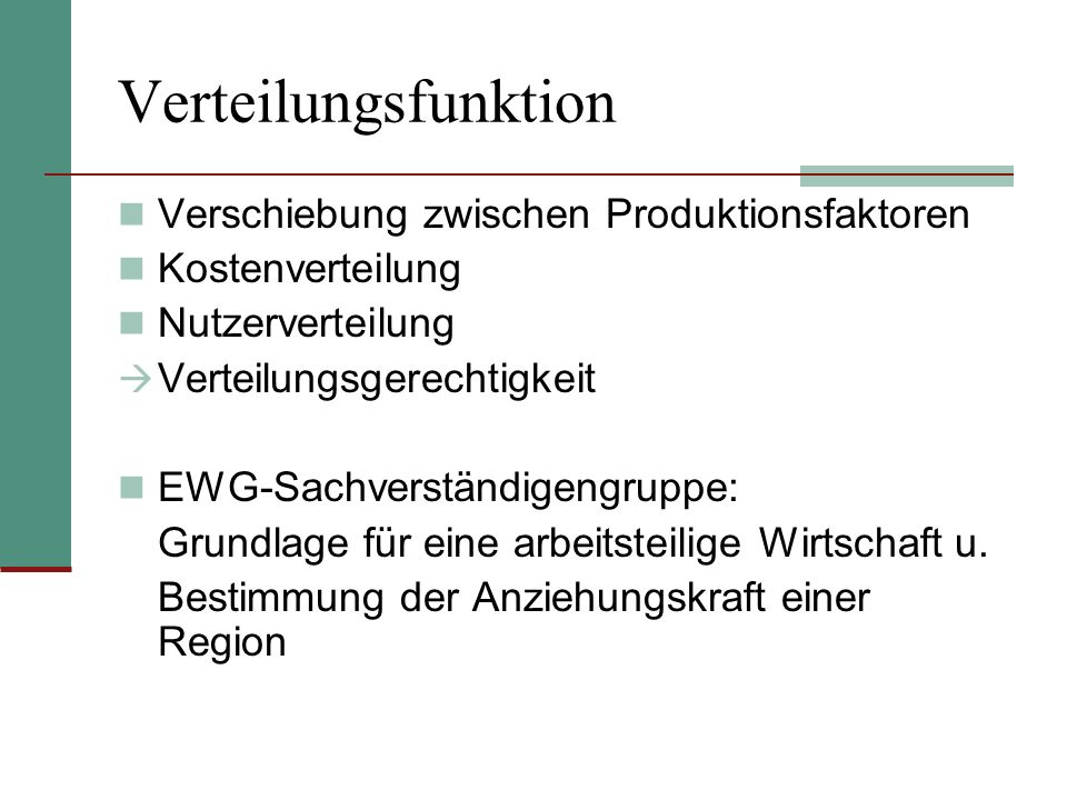Verteilungsfunktion Verschiebung zwischen Produktionsfaktoren