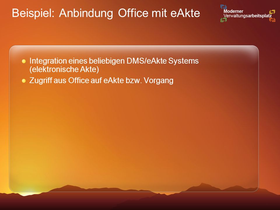Beispiel: Anbindung Office mit eAkte