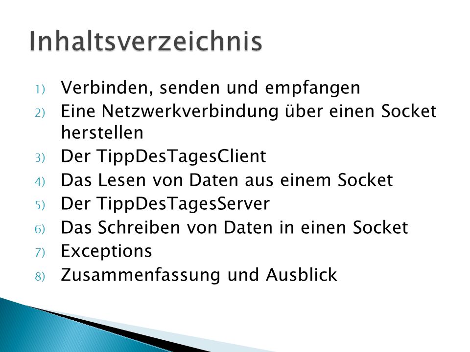 Inhaltsverzeichnis Verbinden, senden und empfangen