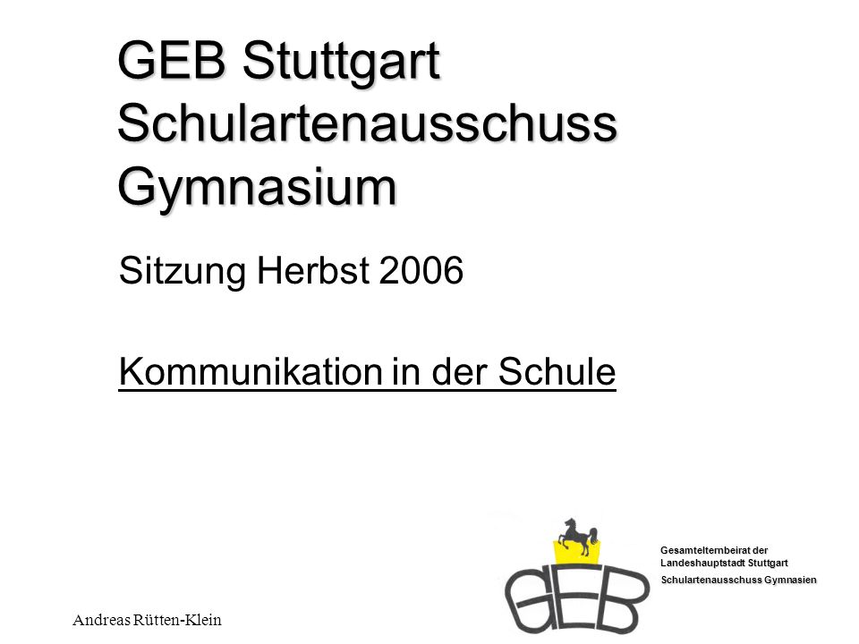 GEB Stuttgart Schulartenausschuss Gymnasium