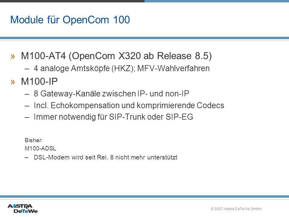 Module für OpenCom 100 M100-AT4 (OpenCom X320 ab Release 8.5) M100-IP