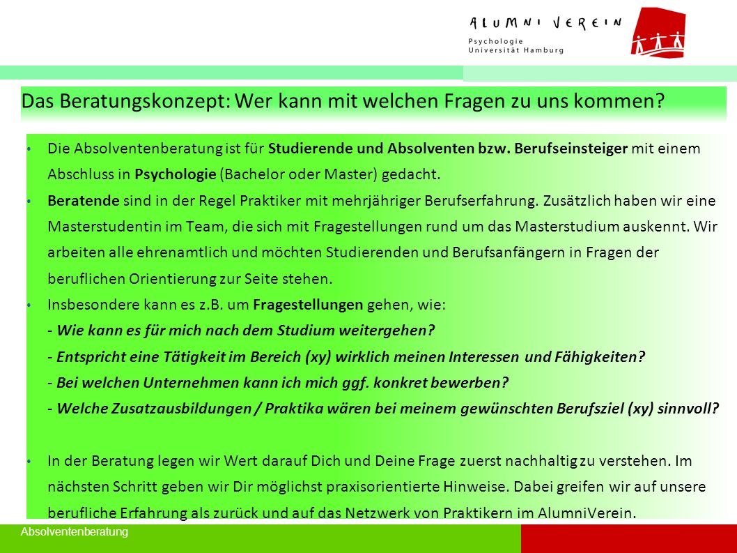 Das Beratungskonzept: Wer kann mit welchen Fragen zu uns kommen