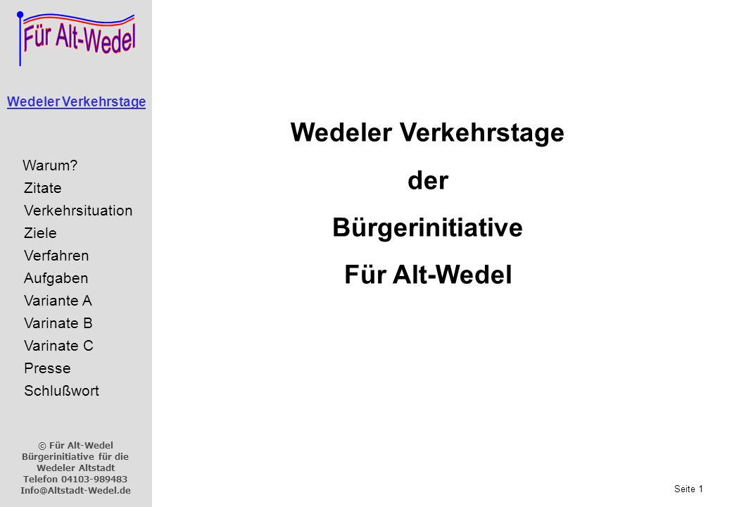 Wedeler Verkehrstage der Bürgerinitiative Für Alt-Wedel