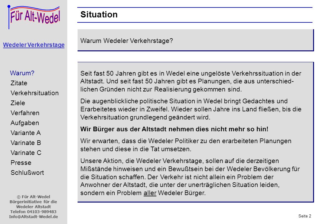 Situation Warum Wedeler Verkehrstage Warum