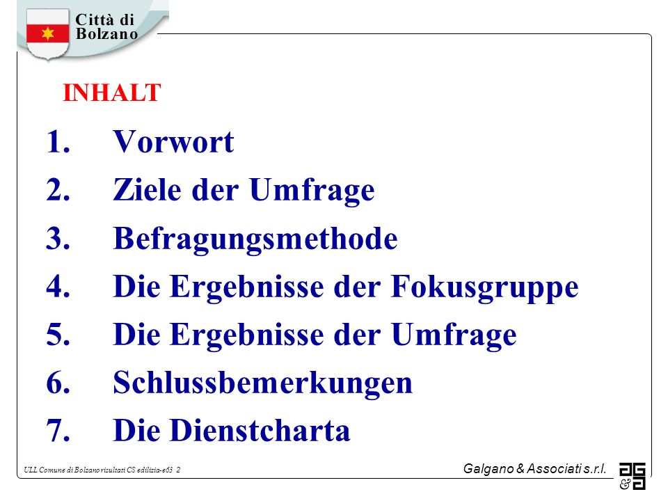 4. Die Ergebnisse der Fokusgruppe 5. Die Ergebnisse der Umfrage