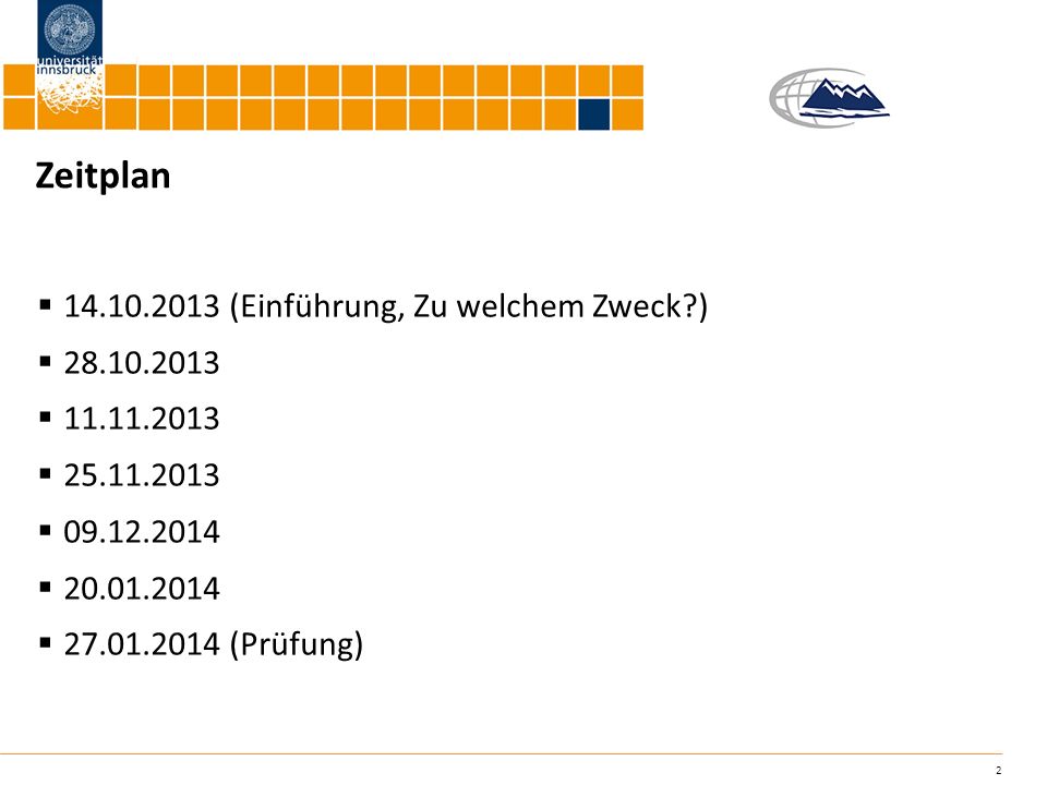 Zeitplan (Einführung, Zu welchem Zweck )