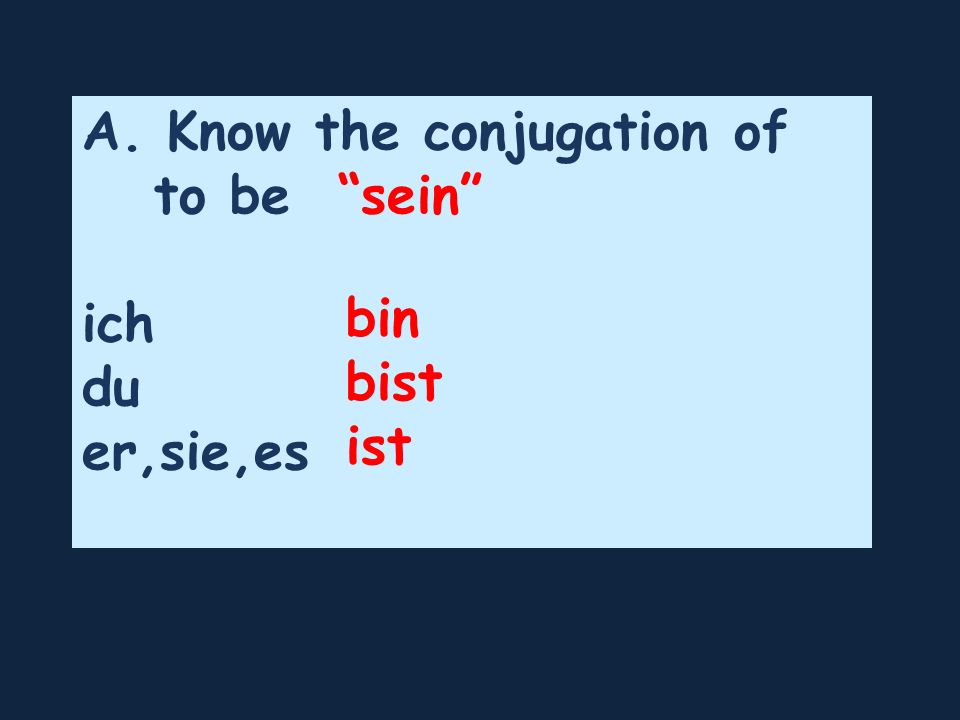 A. Know the conjugation of to be sein