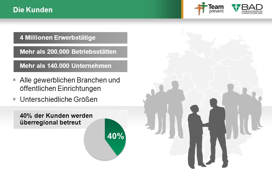 Die Kunden. 4 Millionen Erwerbstätige. Mehr als Betriebsstätten. Mehr als Unternehmen.