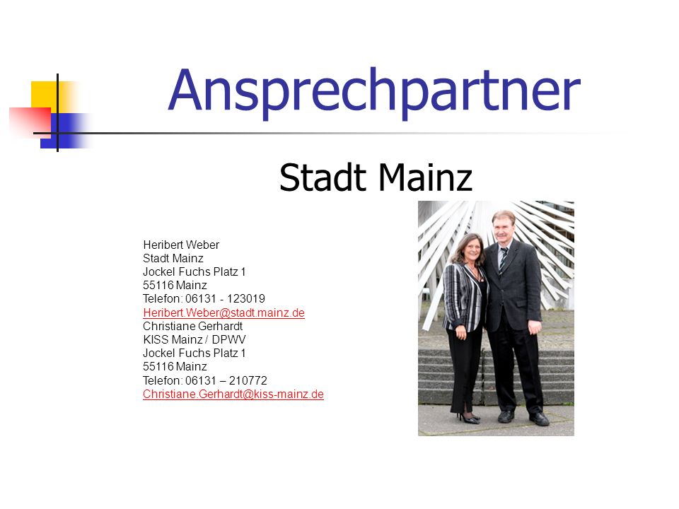 Ansprechpartner Stadt Mainz Heribert Weber Stadt Mainz