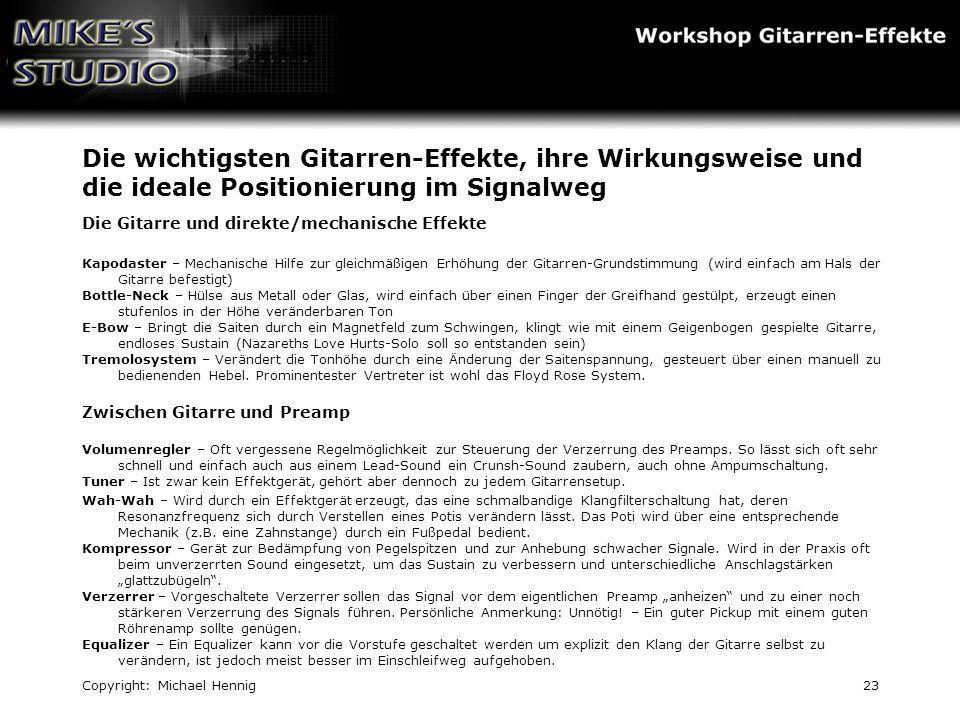 Die wichtigsten Gitarren-Effekte, ihre Wirkungsweise und die ideale Positionierung im Signalweg