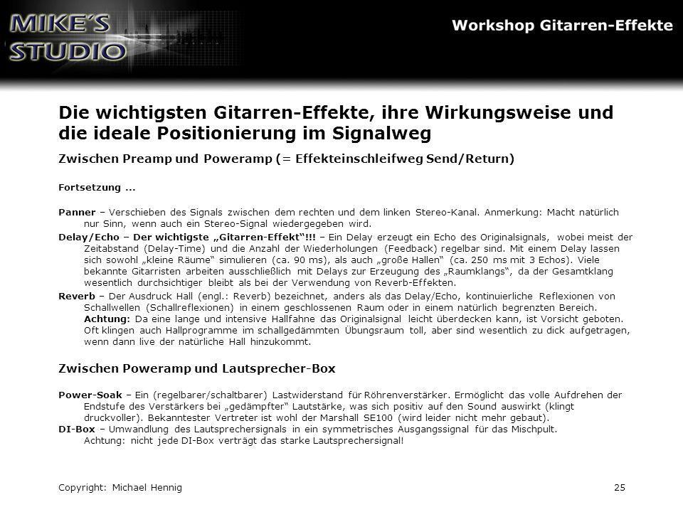 Die wichtigsten Gitarren-Effekte, ihre Wirkungsweise und die ideale Positionierung im Signalweg