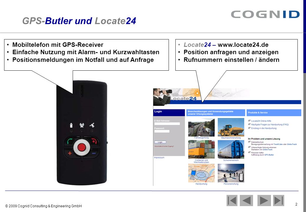 GPS-Butler und Locate24 Mobiltelefon mit GPS-Receiver