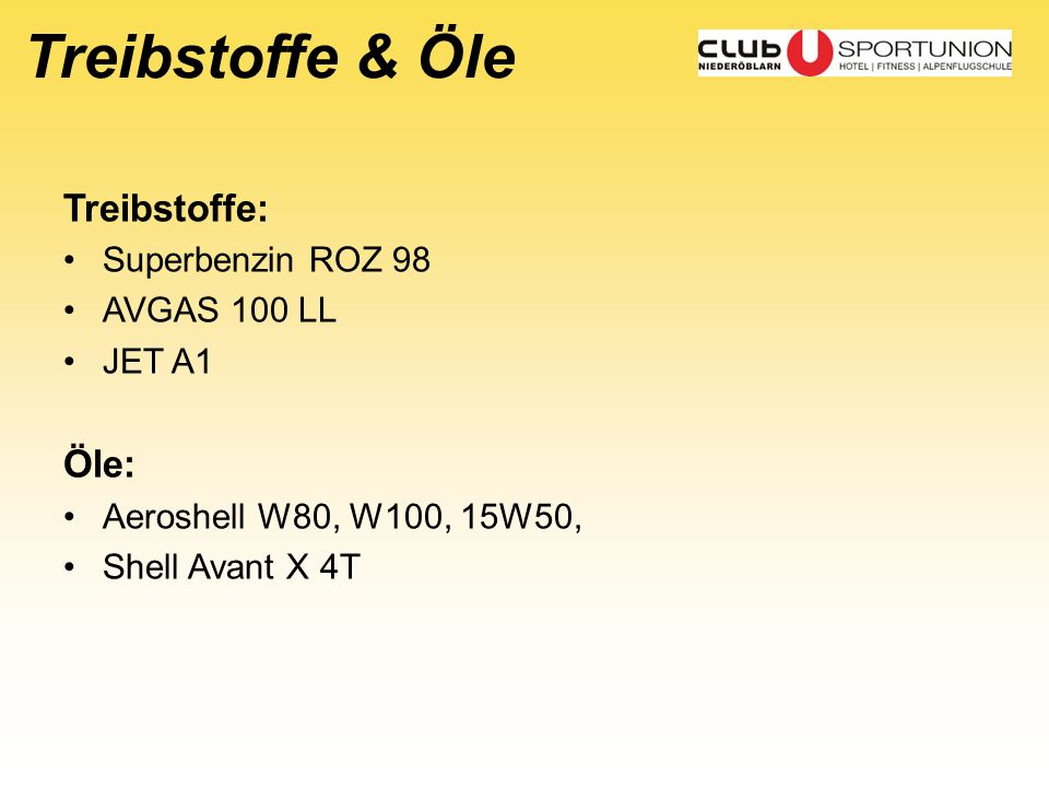 Treibstoffe & Öle Treibstoffe: Öle: Superbenzin ROZ 98 AVGAS 100 LL