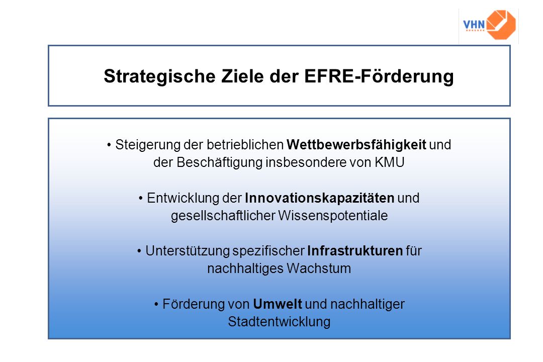 Strategische Ziele der EFRE-Förderung