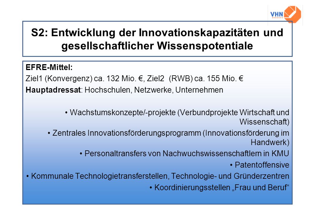 S2: Entwicklung der Innovationskapazitäten und gesellschaftlicher Wissenspotentiale