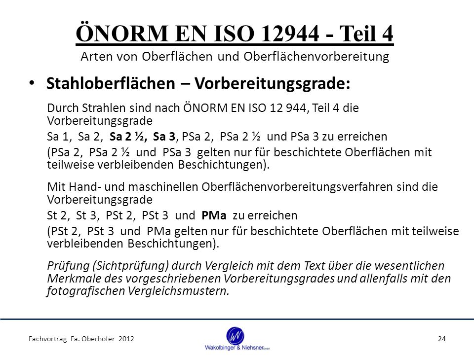 ÖNORM EN ISO Teil 4 Arten von Oberflächen und Oberflächenvorbereitung