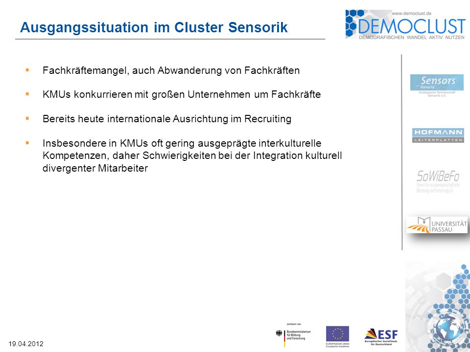 Ausgangssituation im Cluster Sensorik