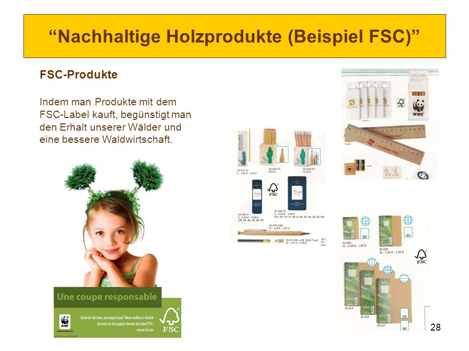 Nachhaltige Holzprodukte (Beispiel FSC)