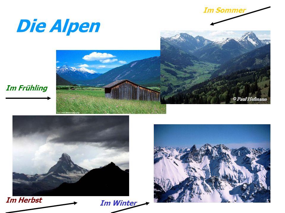 Im Sommer Die Alpen Im Frühling Im Herbst Im Winter