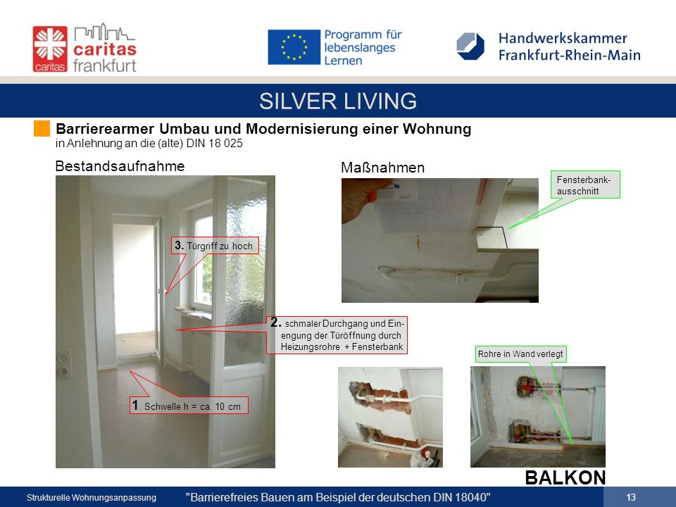 Barrierearmer Umbau und Modernisierung einer Wohnung in Anlehnung an die (alte) DIN