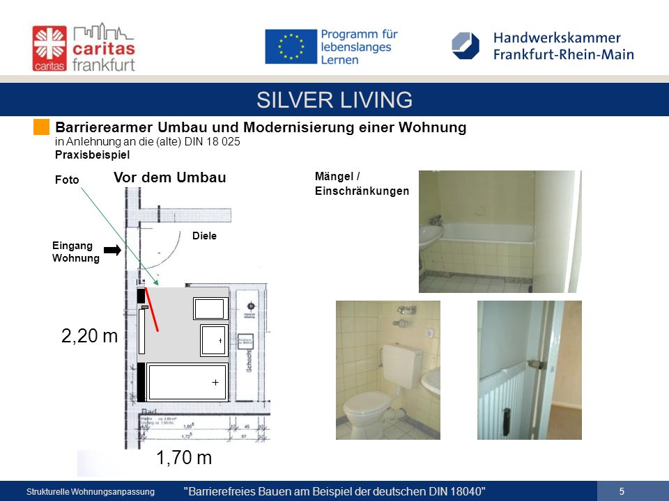 Barrierearmer Umbau und Modernisierung einer Wohnung in Anlehnung an die (alte) DIN