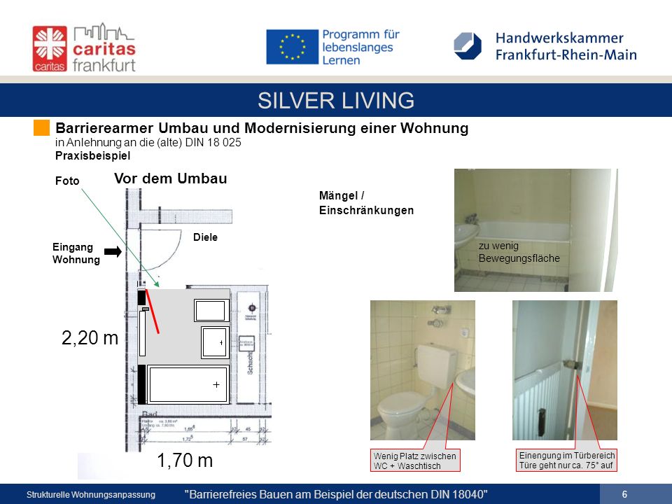 Barrierearmer Umbau und Modernisierung einer Wohnung in Anlehnung an die (alte) DIN