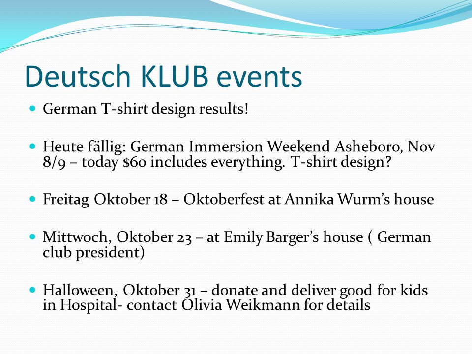 Deutsch KLUB events German T-shirt design results!