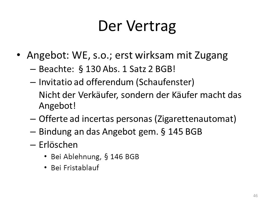 invitatio ad offerendum Definition Erklärung und Beispiel