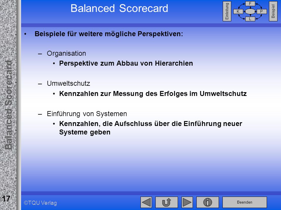 Balanced Scorecard Beispiele für weitere mögliche Perspektiven: