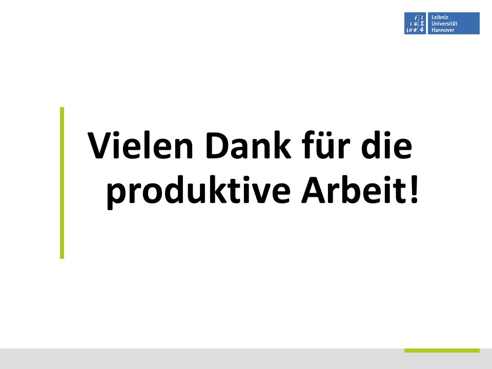 Vielen Dank für die produktive Arbeit!