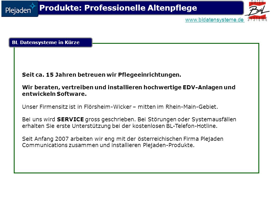 Produkte: Professionelle Altenpflege