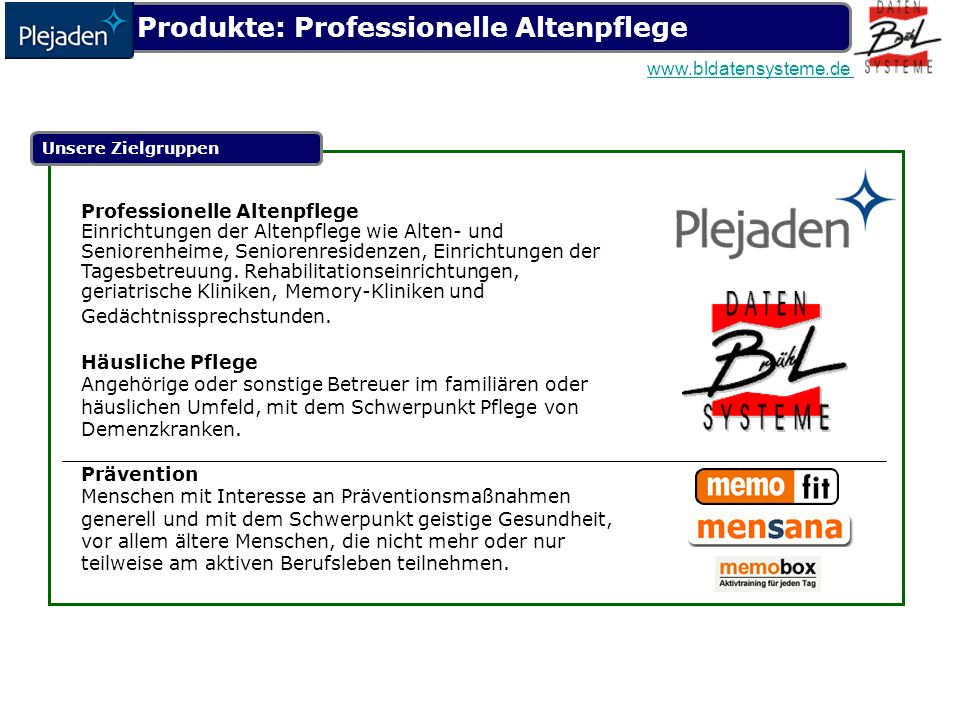 Produkte: Professionelle Altenpflege