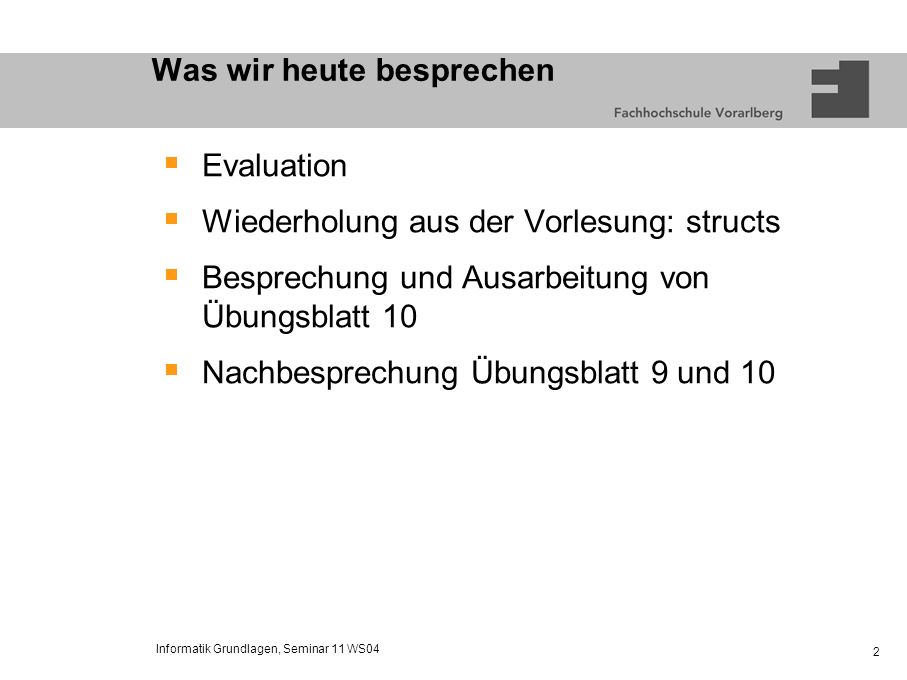 Was wir heute besprechen