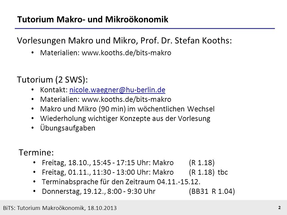 Tutorium Makro- und Mikroökonomik