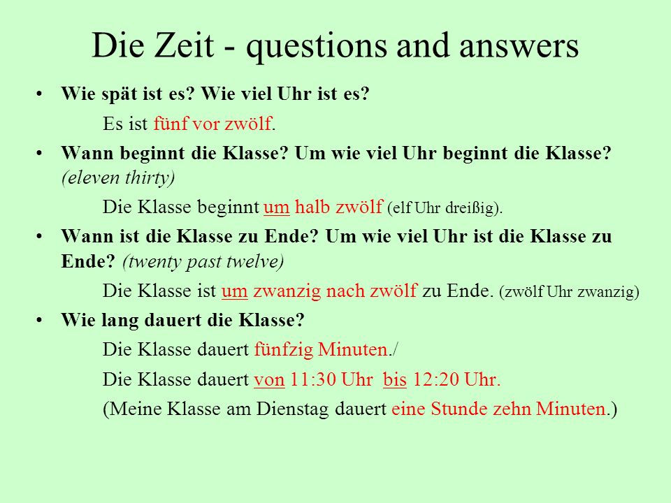 Die Zeit - questions and answers