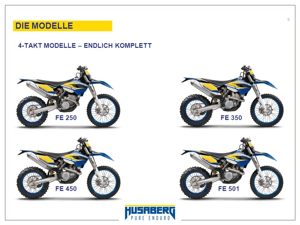 DIE MODELLE 4-TAKT MODELLE – ENDLICH KOMPLETT FE 250 FE 350 FE 450
