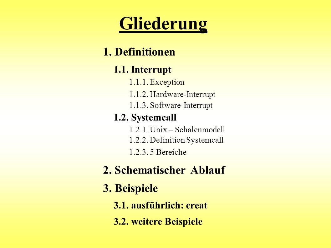 Gliederung Exception 1. Definitionen 1.1. Interrupt