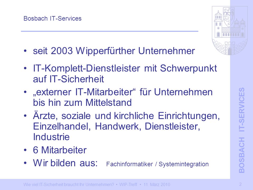 seit 2003 Wipperfürther Unternehmer