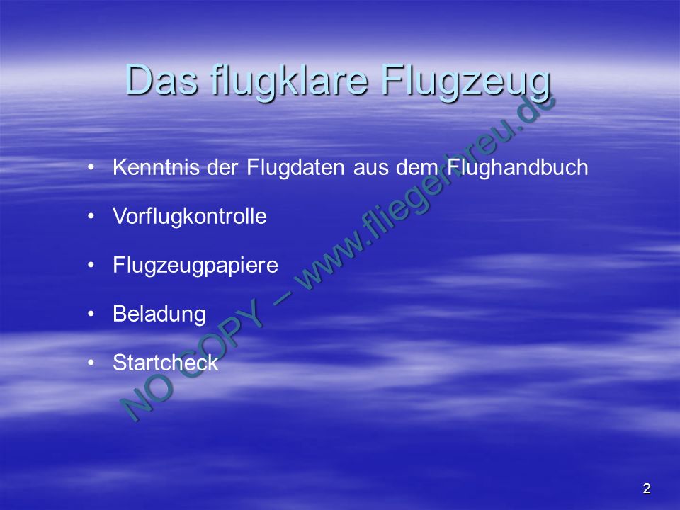 Das flugklare Flugzeug