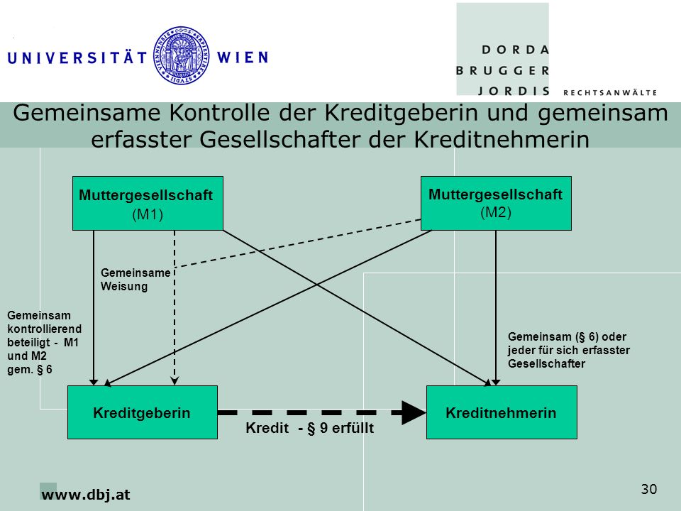 Gemeinsame Kontrolle der Kreditgeberin und gemeinsam erfasster Gesellschafter der Kreditnehmerin