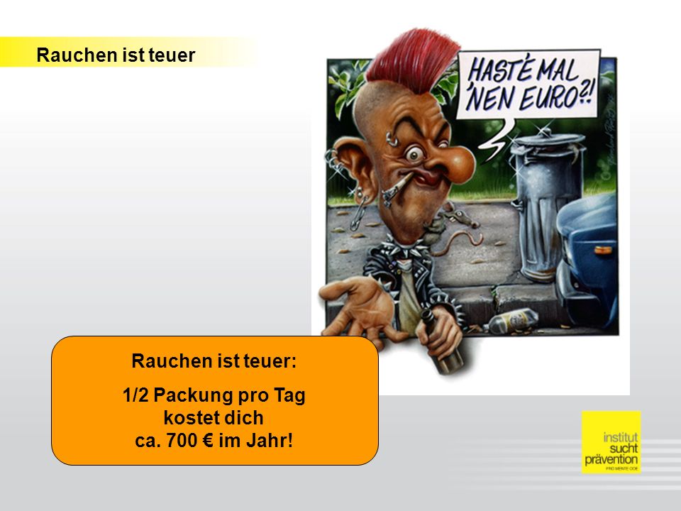 1/2 Packung pro Tag kostet dich ca. 700 € im Jahr!