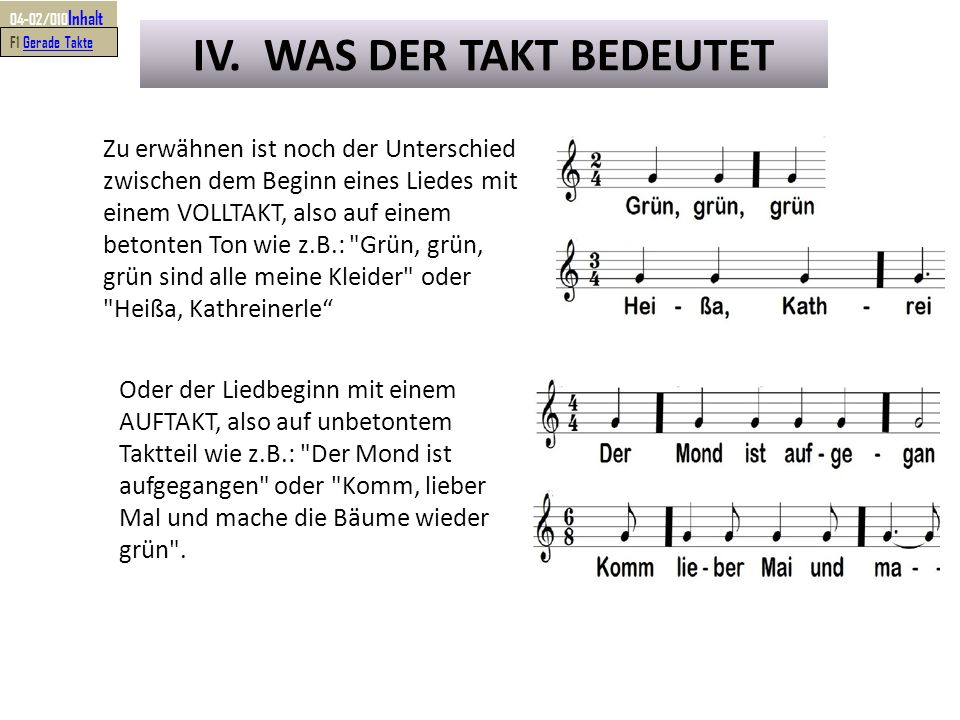 IV. WAS DER TAKT BEDEUTET