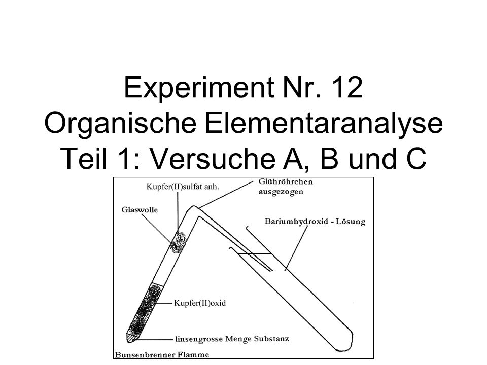 Experiment Nr. 12 Organische Elementaranalyse Teil 1: Versuche A, B und C