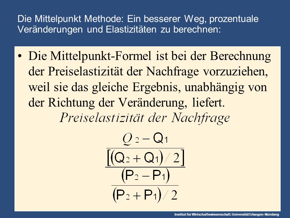 Die Mittelpunkt Methode: Ein besserer Weg, prozentuale Veränderungen und Elastizitäten zu berechnen: