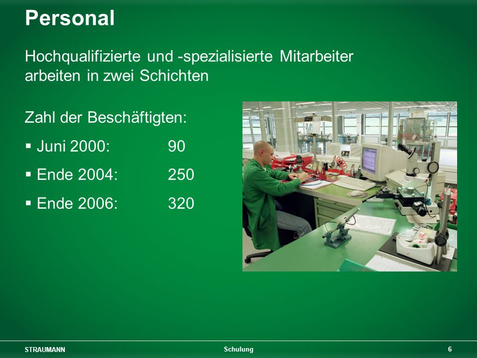 Personal Hochqualifizierte und -spezialisierte Mitarbeiter arbeiten in zwei Schichten. Zahl der Beschäftigten: